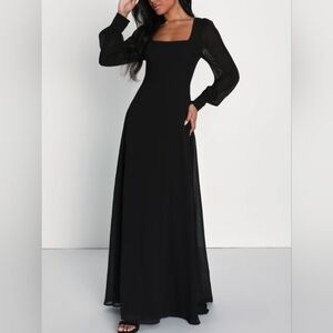 Lulu's Classic Black Long Sleeve Dress